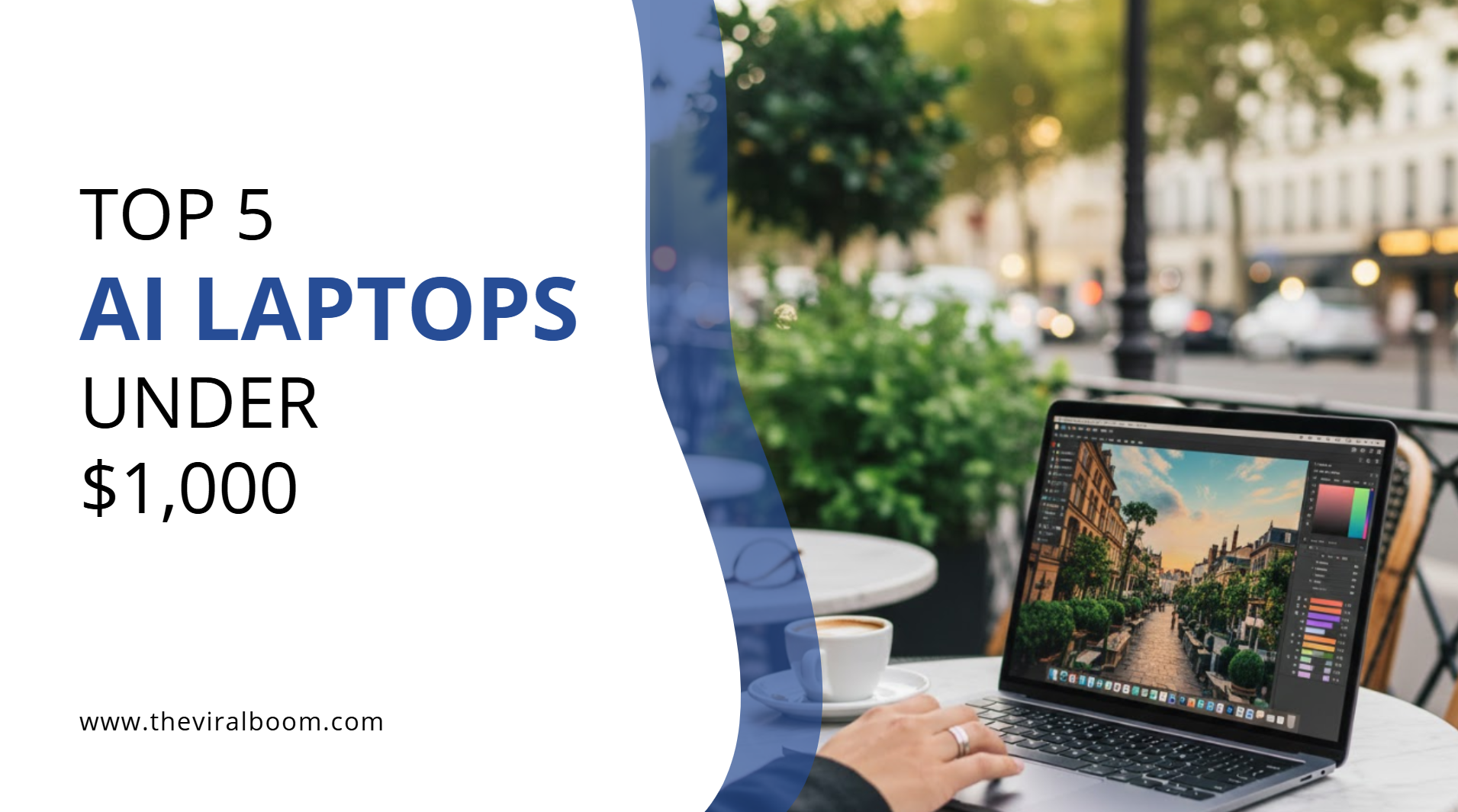 A group of modern AI-powered laptops, including a MacBook Air and a Surface Laptop, on a clean white desk for a student comparison guide.